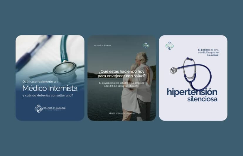 Mockups de posts para redes sociais com a nova identidade visual